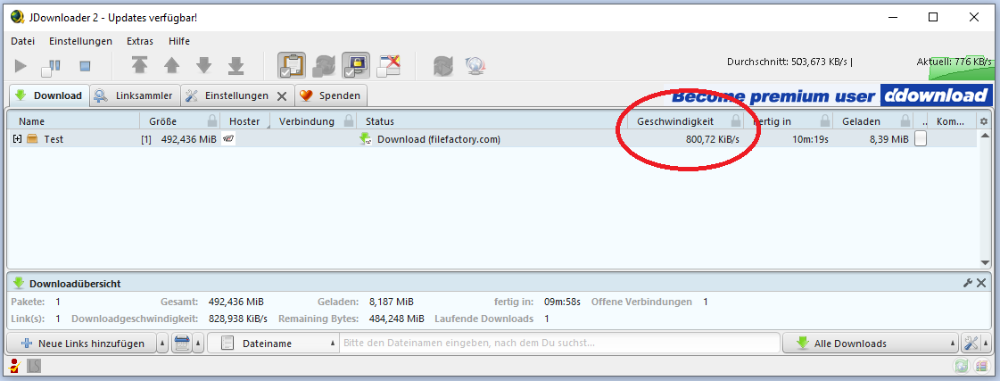 Test du téléchargement Filefactory Premiumize avec JDownloader 2