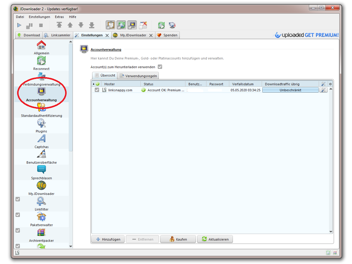 enlacesnappy jdownloader configuración