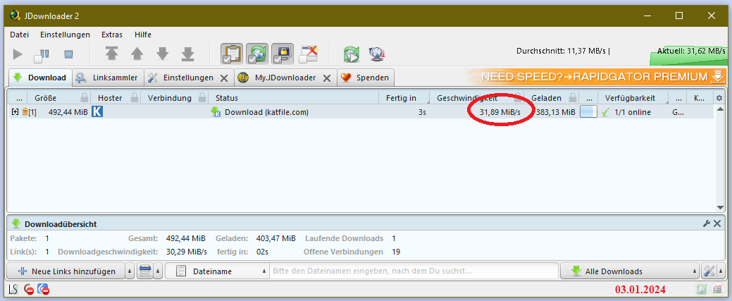 Katfile Download mit Linksnappy Premium Account