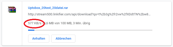 velocidad de descarga de uptobox