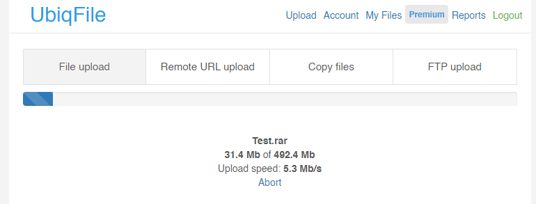 ubiqfile Upload Speed