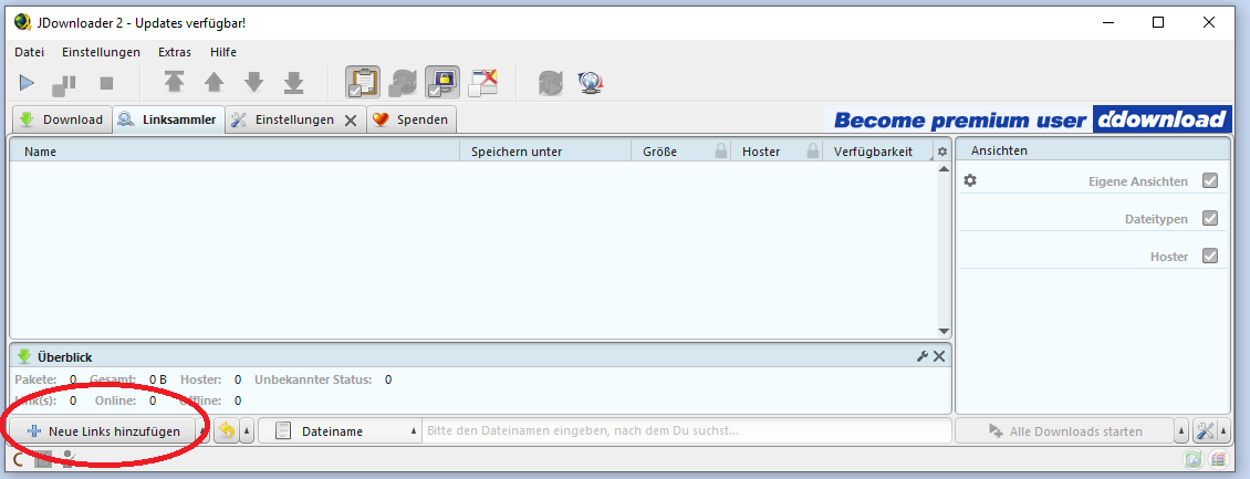 DDownloader JDownlaoder 2 Links einfügen