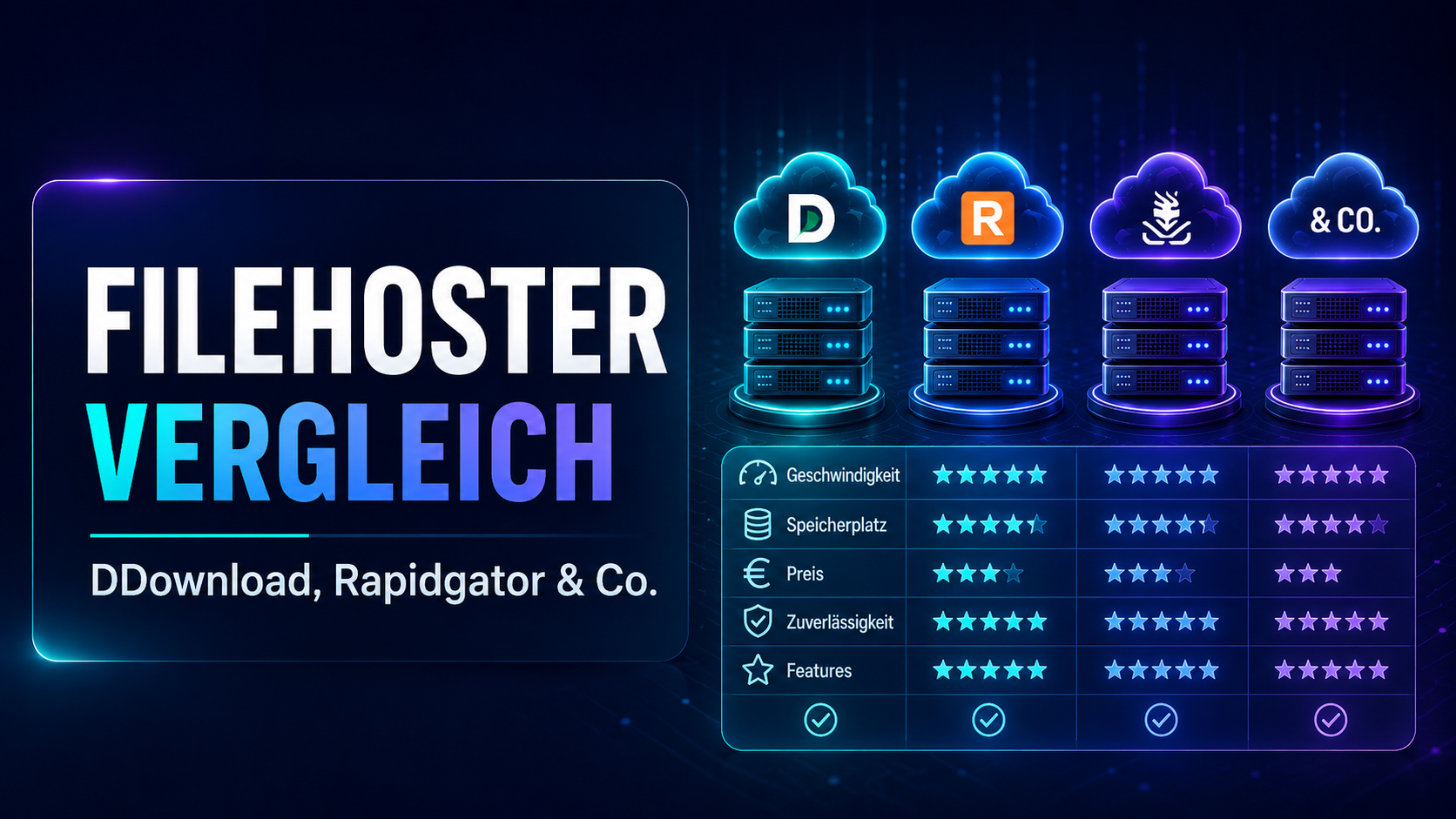 DDownload, Rapidgator, Turbobit Vergleich