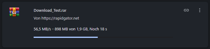Rapidgator Premium Download im Chrome-Browser mit 56,5 MB pro Sekunde