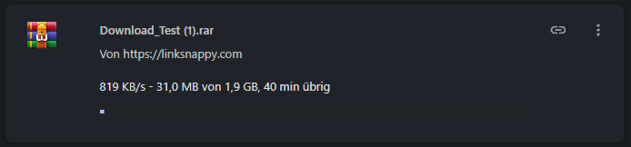 Keep2Share Download über LinkSnappy mit rund 819 Kilobyte pro Sekunde