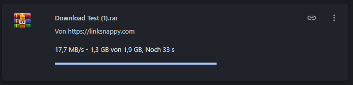LinkSnappy Browserdownload mit 17,7 MB pro Sekunde