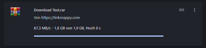 LinkSnappy Browserdownload mit 67,3 MB pro Sekunde