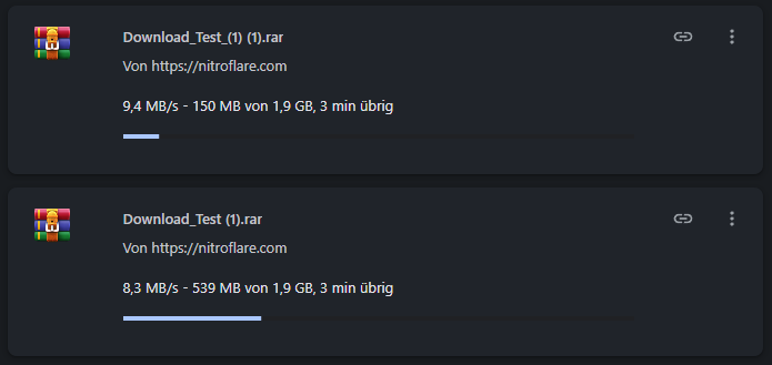 Zwei NitroFlare Dateien laden gleichzeitig im Browser